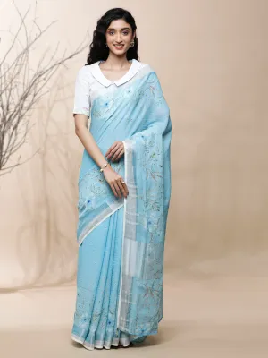 Lata Linen Blue Saree