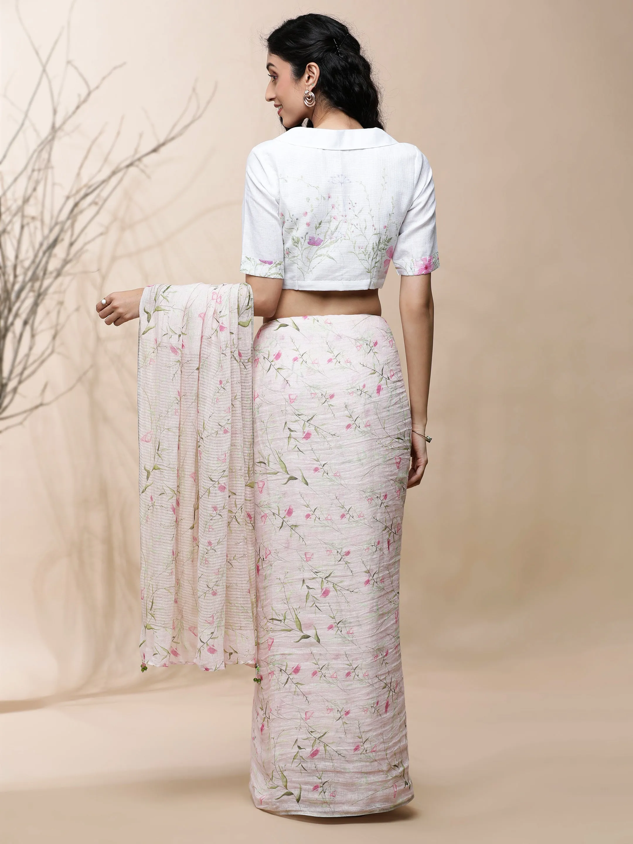 Lata Linen Pink Saree