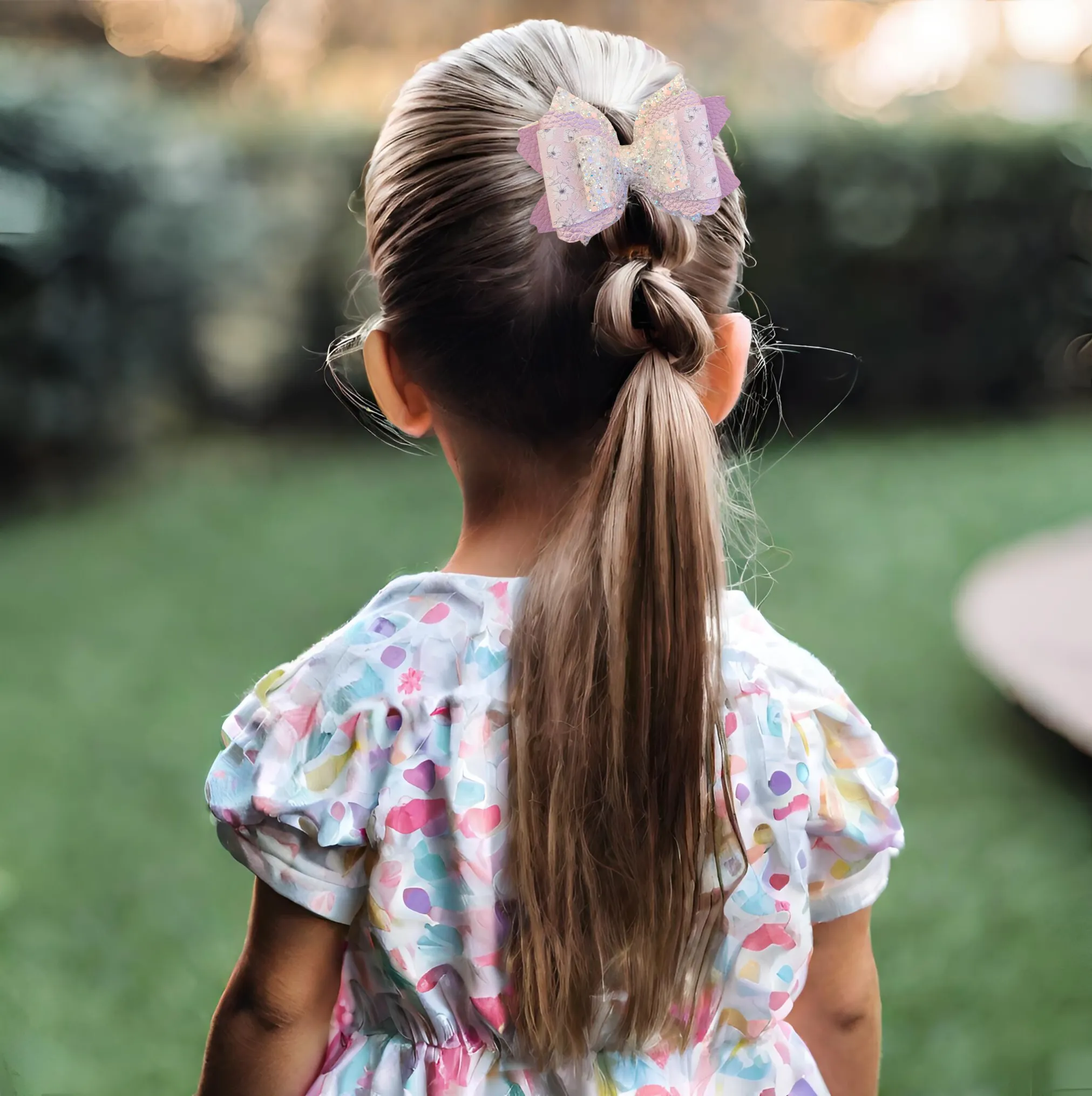 Lavender Flower Hair Bow