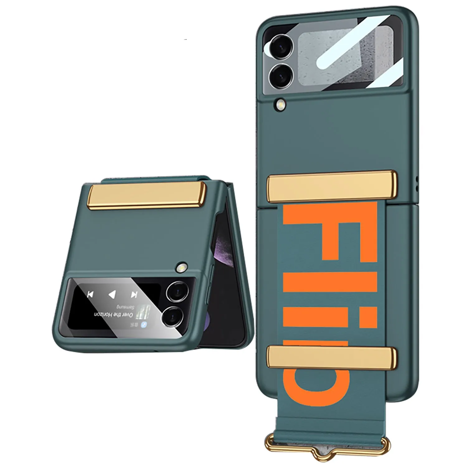 Leather Belts Holder Case For Samsung Galaxy Z Flip 3 5G With Back Screen Protector Hard Cover For Samsung Z Flip 3 5G Case