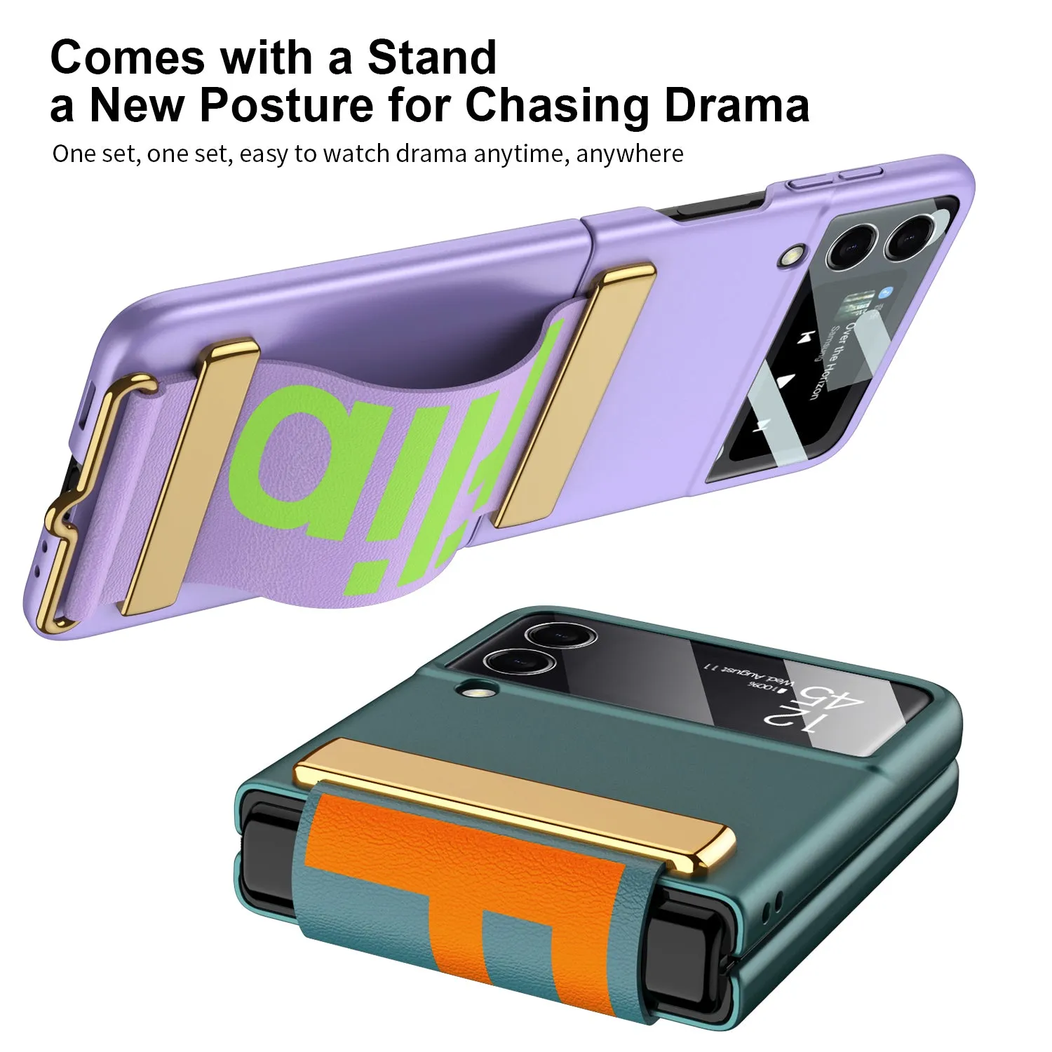 Leather Belts Holder Case For Samsung Galaxy Z Flip 3 5G With Back Screen Protector Hard Cover For Samsung Z Flip 3 5G Case