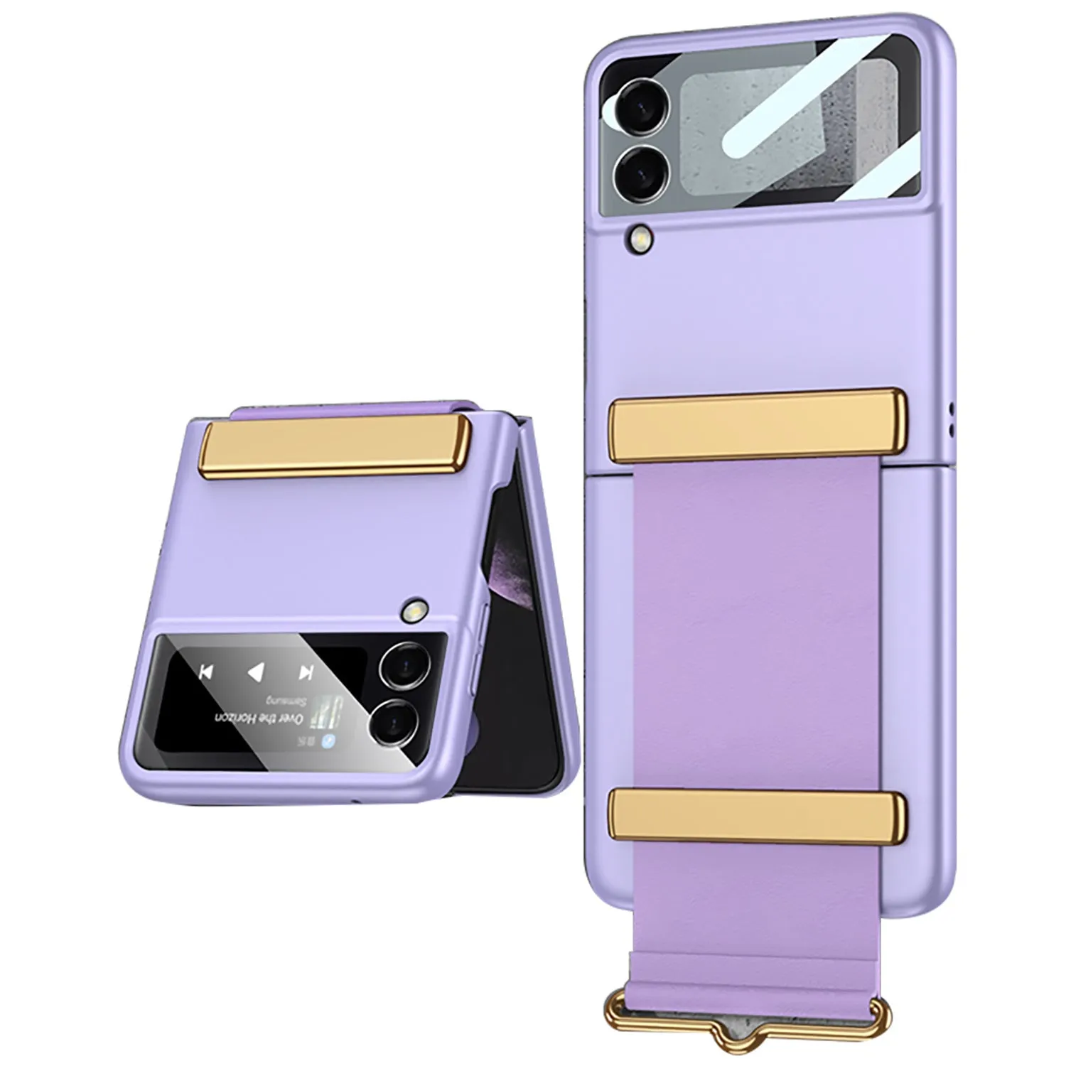 Leather Belts Holder Case For Samsung Galaxy Z Flip 3 5G With Back Screen Protector Hard Cover For Samsung Z Flip 3 5G Case