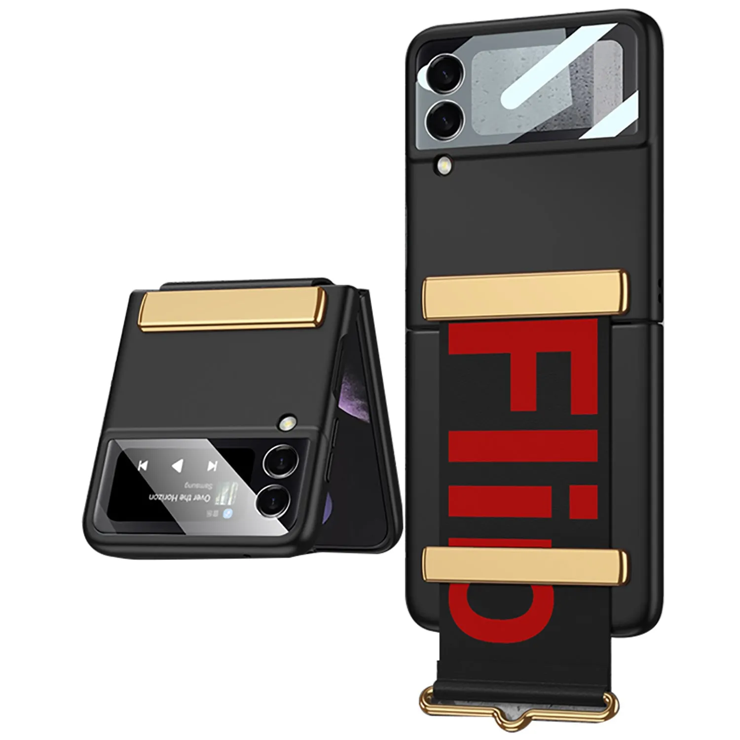 Leather Belts Holder Case For Samsung Galaxy Z Flip 3 5G With Back Screen Protector Hard Cover For Samsung Z Flip 3 5G Case