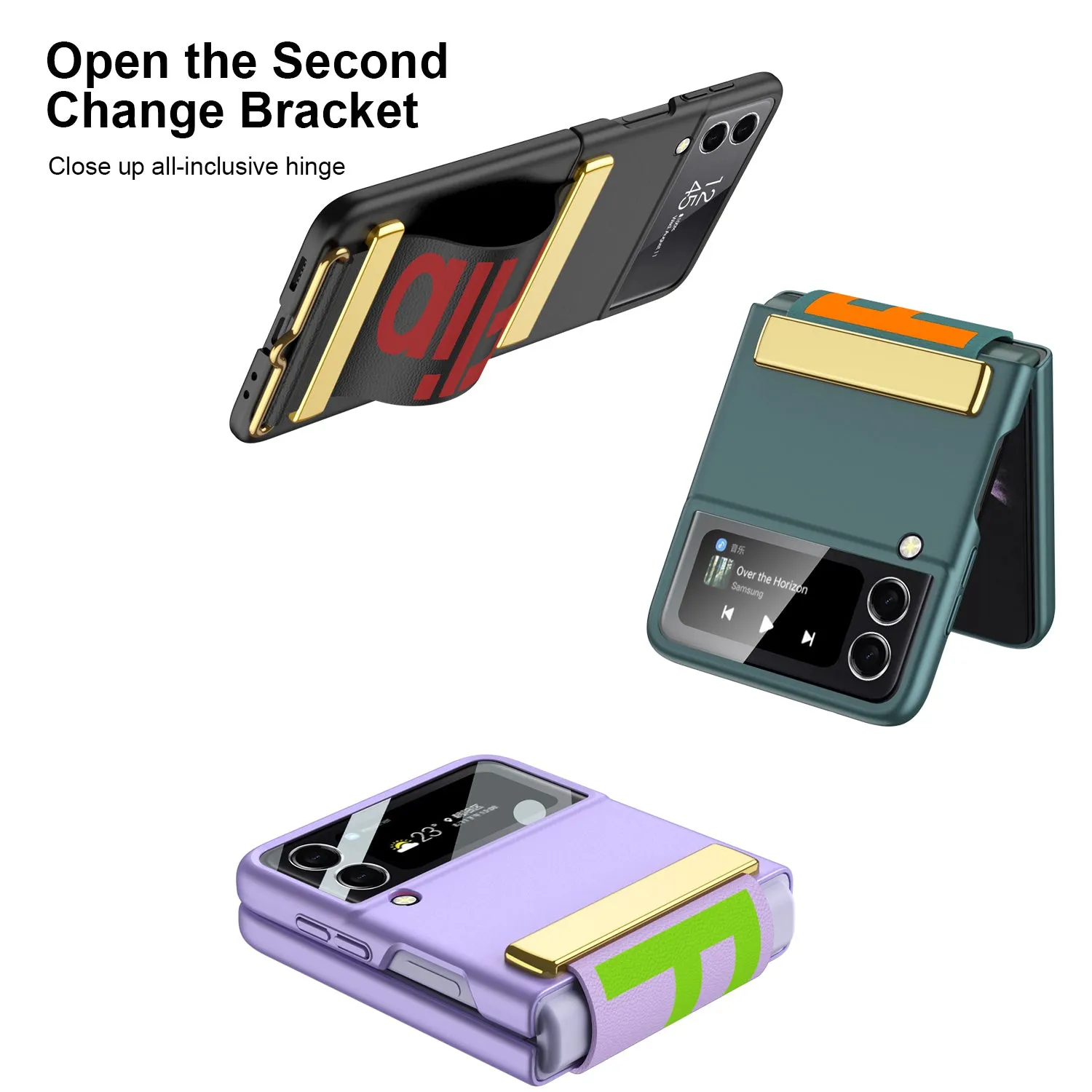 Leather Belts Holder Case For Samsung Galaxy Z Flip 3 5G With Back Screen Protector Hard Cover For Samsung Z Flip 3 5G Case