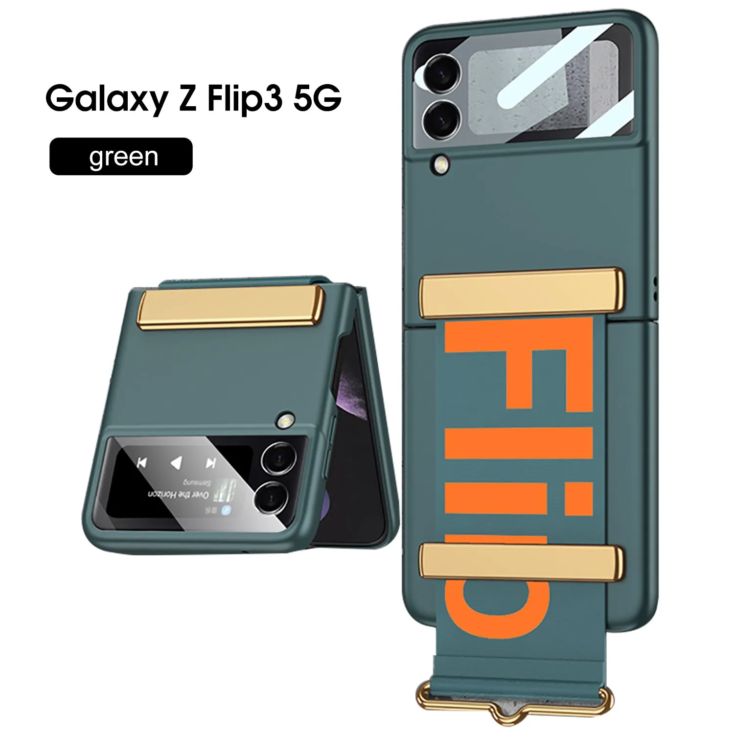 Leather Belts Holder Case For Samsung Galaxy Z Flip 3 5G With Back Screen Protector Hard Cover For Samsung Z Flip 3 5G Case