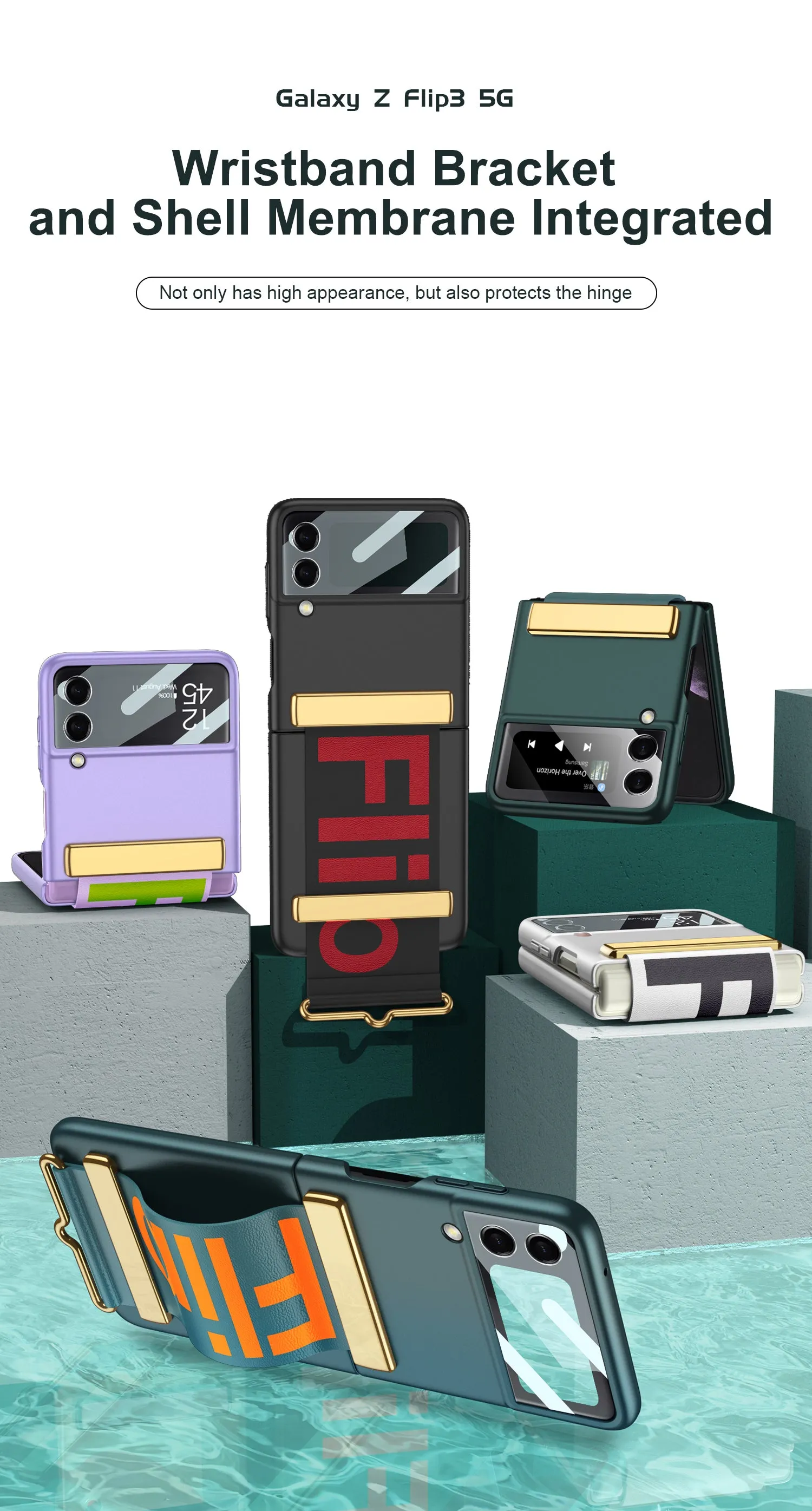 Leather Belts Holder Case For Samsung Galaxy Z Flip 3 5G With Back Screen Protector Hard Cover For Samsung Z Flip 3 5G Case