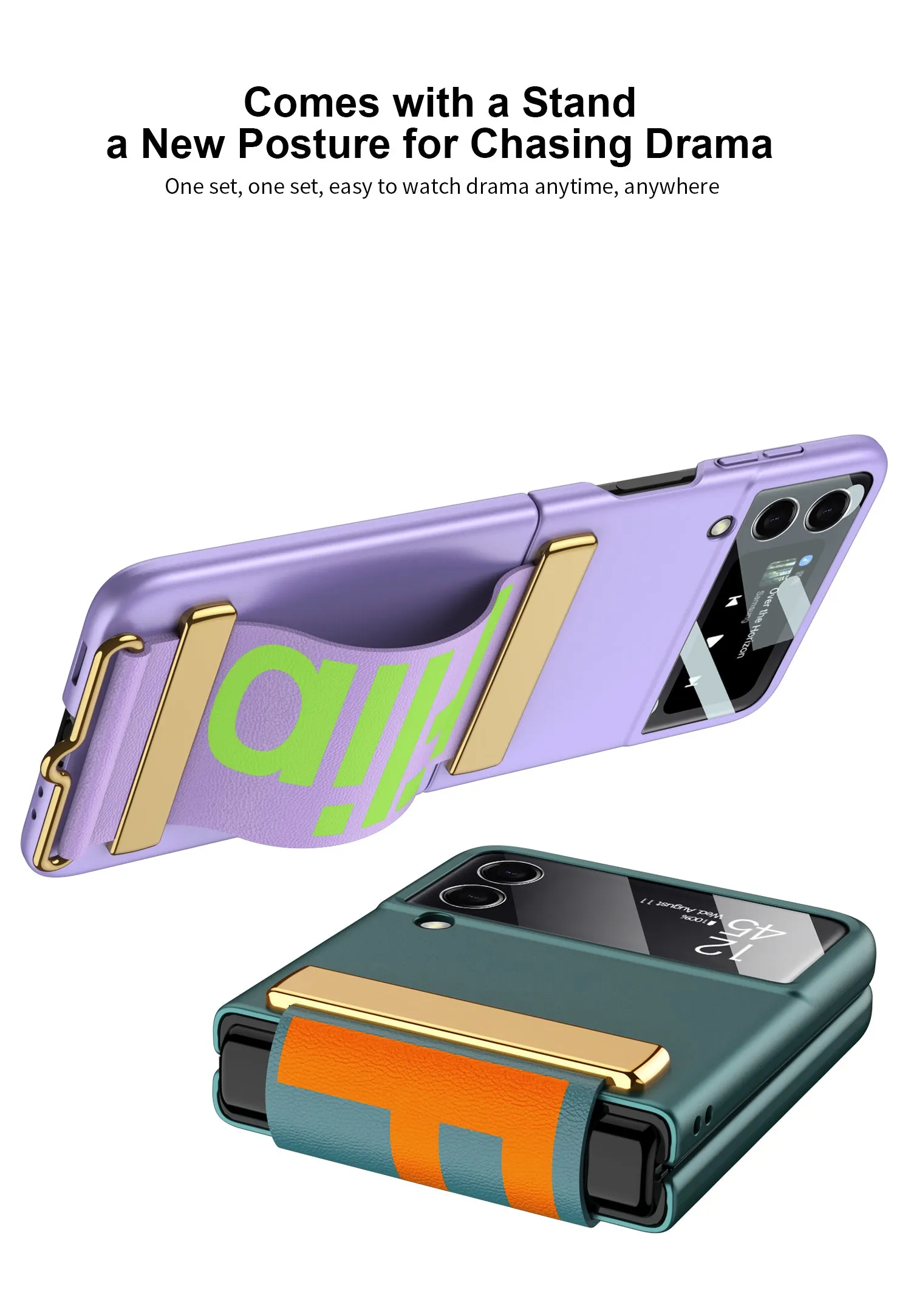 Leather Belts Holder Case For Samsung Galaxy Z Flip 3 5G With Back Screen Protector Hard Cover For Samsung Z Flip 3 5G Case