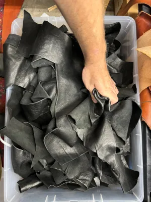 Leather Scraps - 5 lb - Black Lambskin -   No Free Shipping Allowed on this Item
