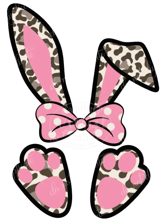 Leopard Bunny Ears & Feet Vinyl Heat Transfer