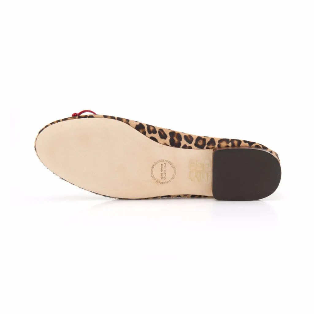 Leopard Print Calf Hair Leather Ballet Flat