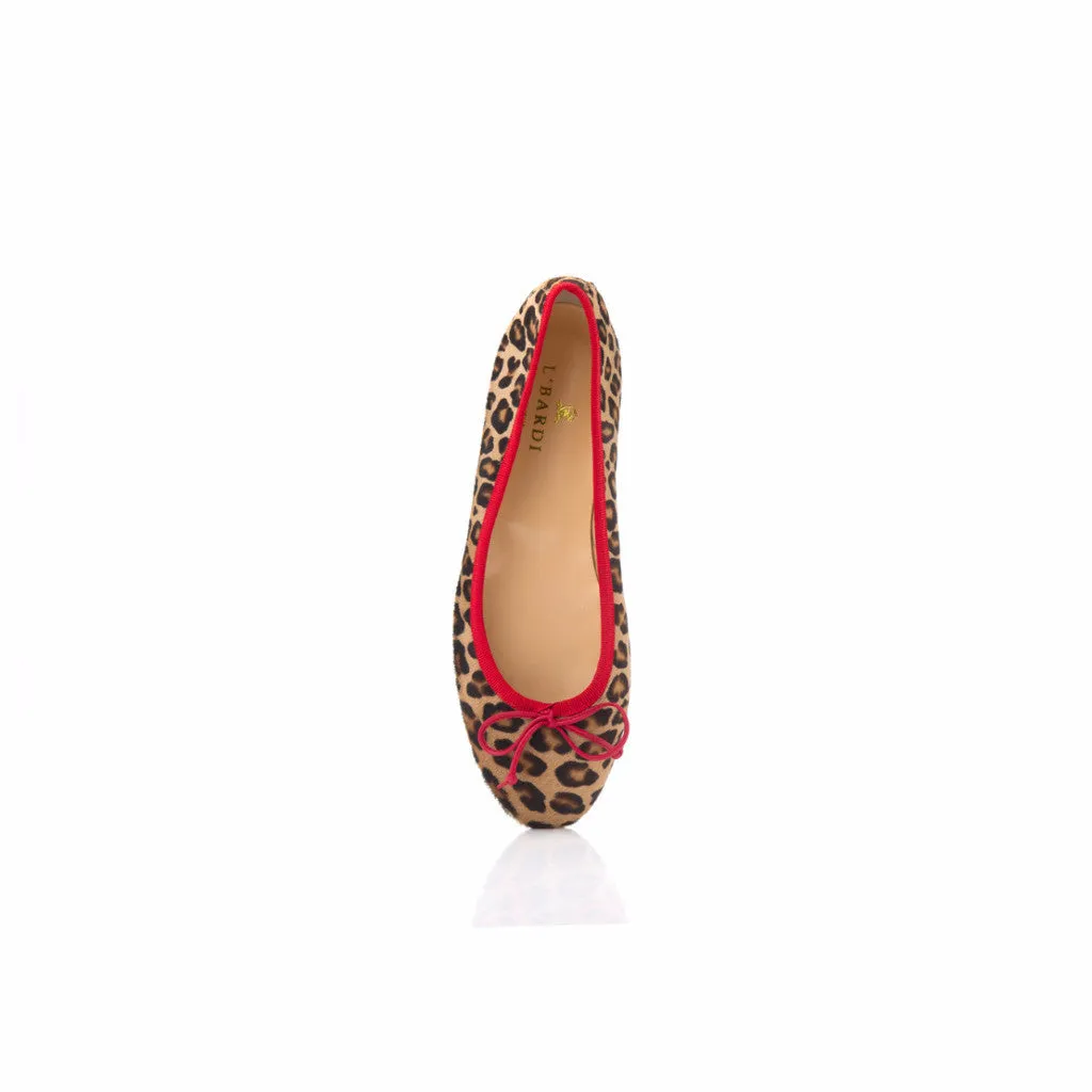 Leopard Print Calf Hair Leather Ballet Flat
