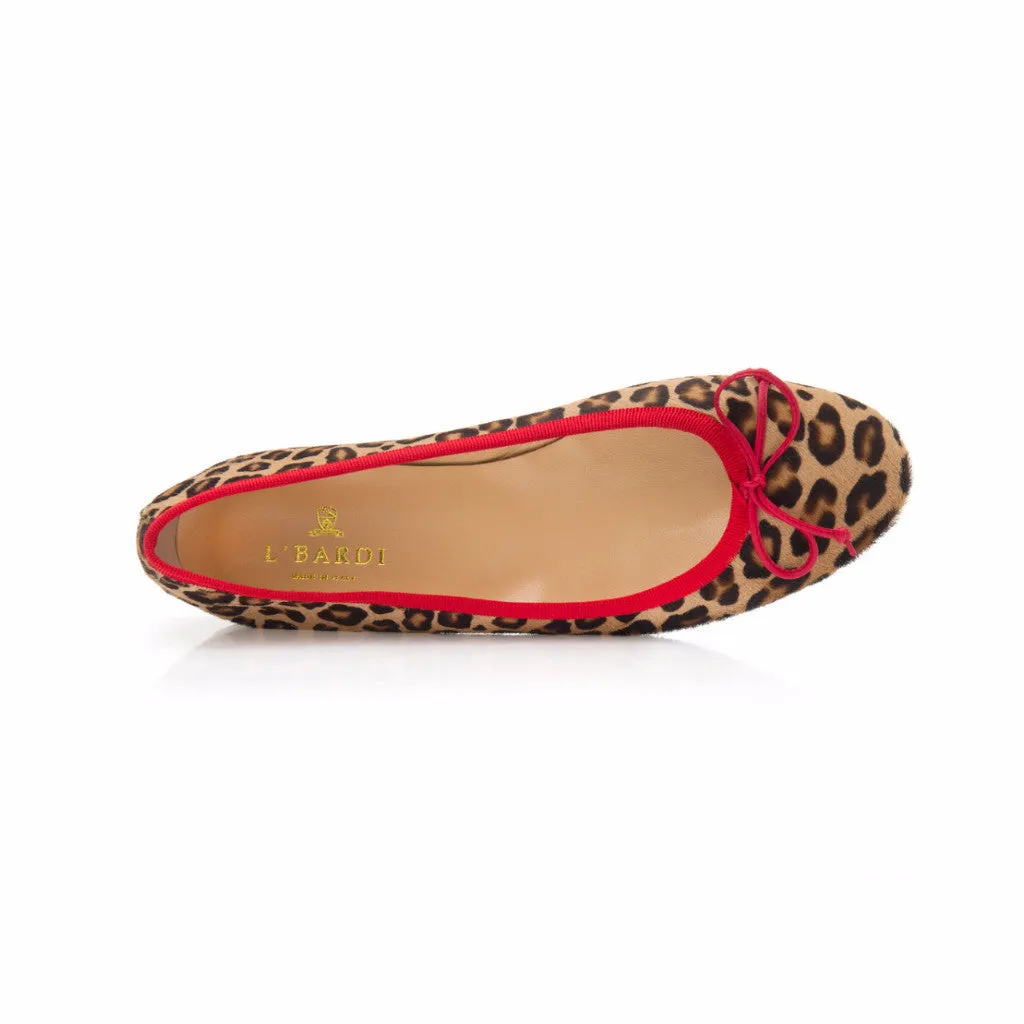 Leopard Print Calf Hair Leather Ballet Flat