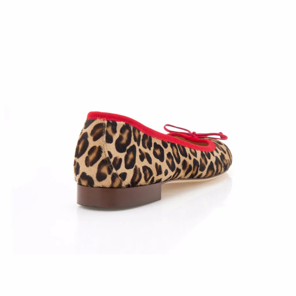 Leopard Print Calf Hair Leather Ballet Flat