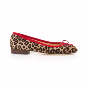 Leopard Print Calf Hair Leather Ballet Flat