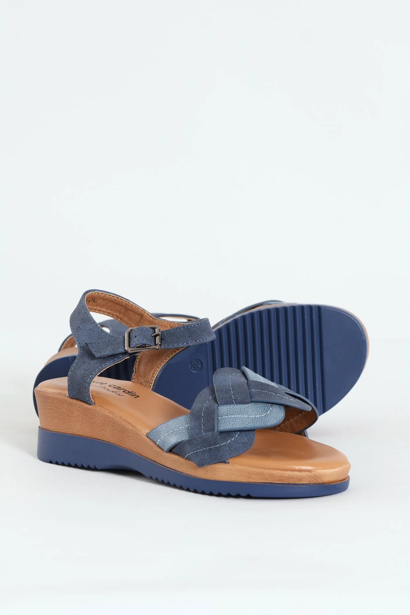 Lolly Woven Ankle Strap Platform Sandal - Denim