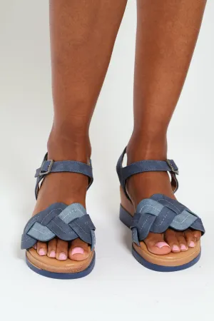 Lolly Woven Ankle Strap Platform Sandal - Denim