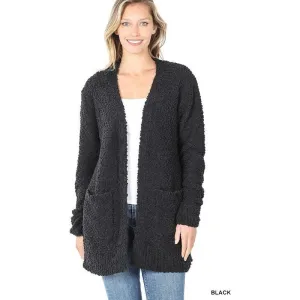 Long Sleeve Popcorn Sweater Cardigan with Pockets