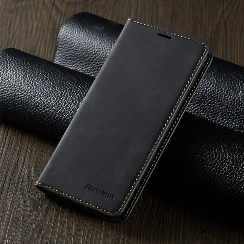 Luxury Shockproof Magnetic Business Leather Wallet Flip Case For iPhone With Card Slots And Kick Stand