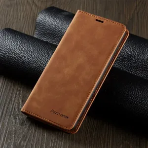 Luxury Shockproof Magnetic Business Leather Wallet Flip Case For iPhone With Card Slots And Kick Stand