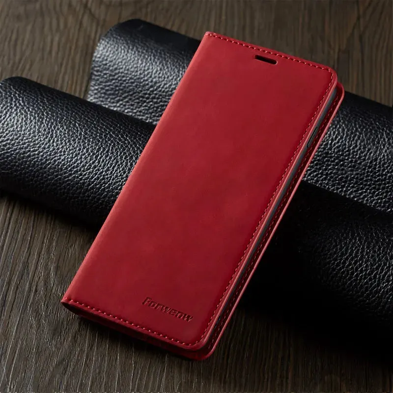 Luxury Shockproof Magnetic Business Leather Wallet Flip Case For iPhone With Card Slots And Kick Stand