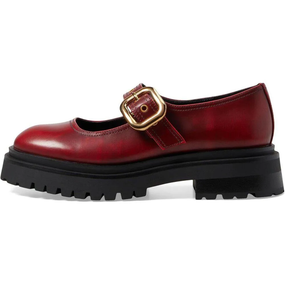 Lyndon Red Leather Buckle Loafers