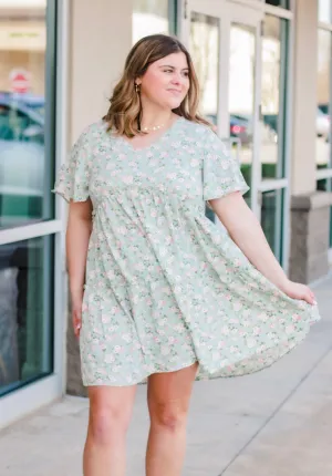 Made for Summer Floral Dress in Sage