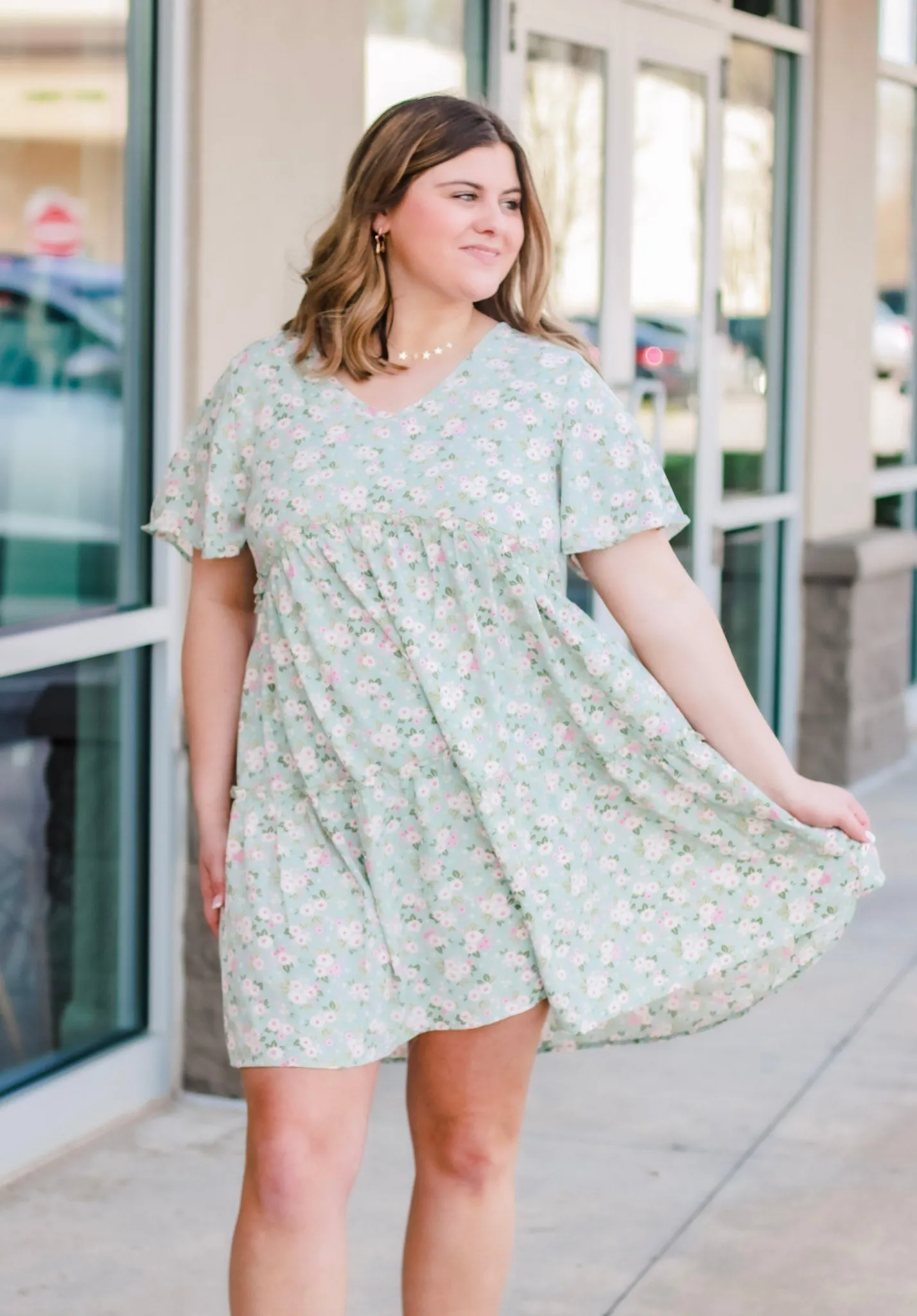 Made for Summer Floral Dress in Sage