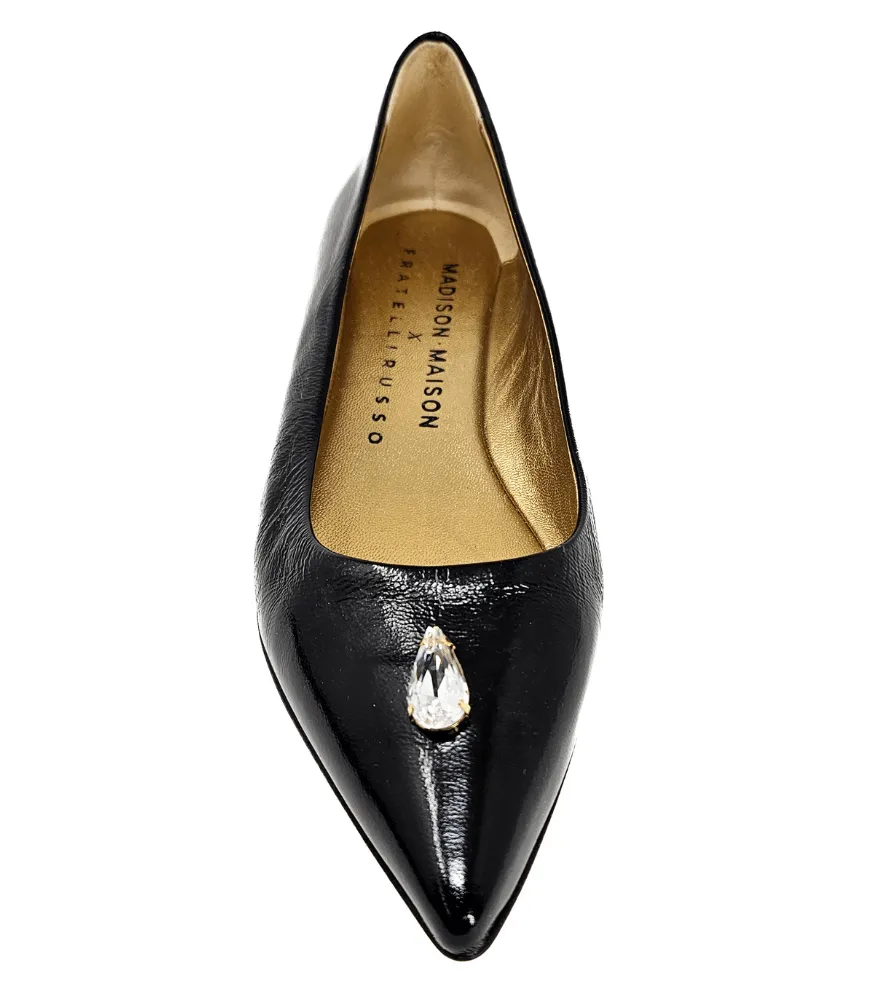 Maira Black Pointy Ballet With Jewel