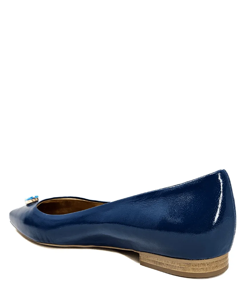 Maira Blue Pointy Ballet With Jewel