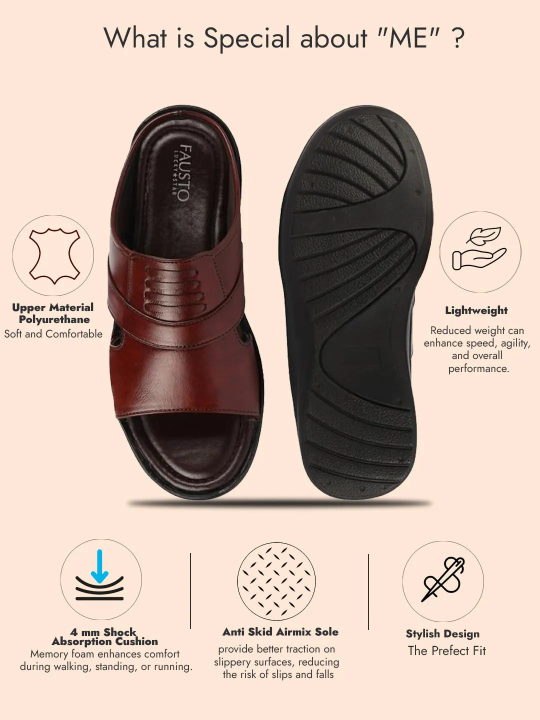 Men Cherry Daily Indoor Outdoor Comfort Stitched Design Open Toe Slip On Slipper