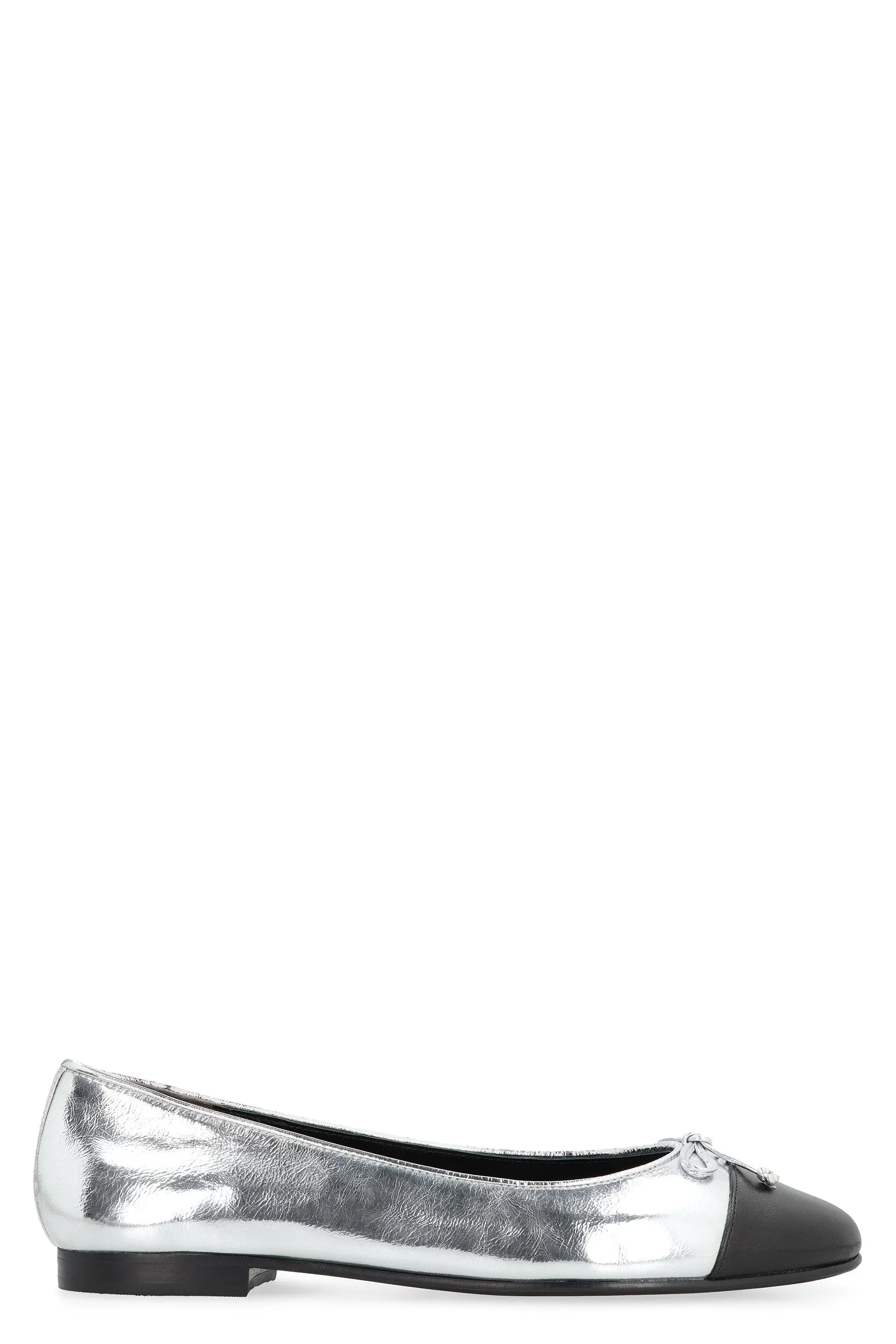 Metallic leather ballet flats