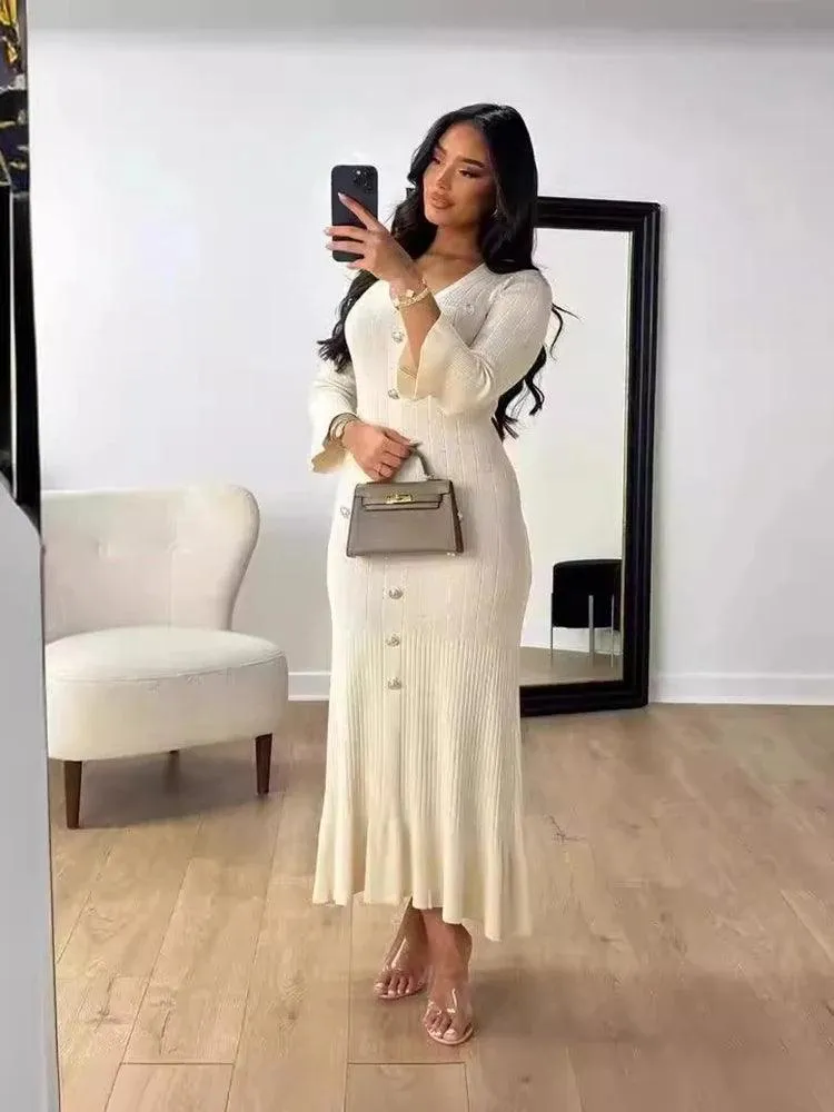 Molly Long Sleeved Knitted Maxi Dress