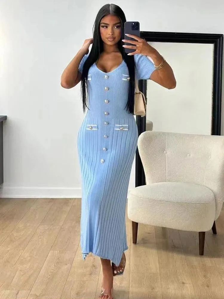 Molly Short Sleeved Knitted Maxi Dress
