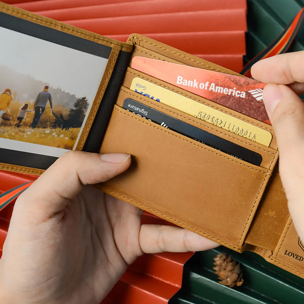Mom to Son, Engraved Leather Wallet