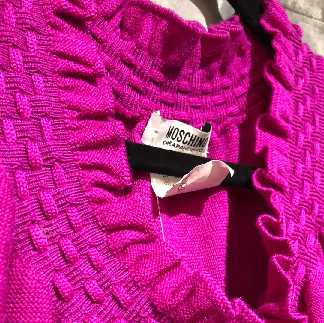 Moschino Cheap & Chic Magenta Sleeveless Wool Blend Top