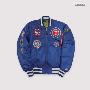 NEW ERA X ALPHA INDUSTRIES CHICAGO CUBS REVERSIBLE BOMBER JACKET