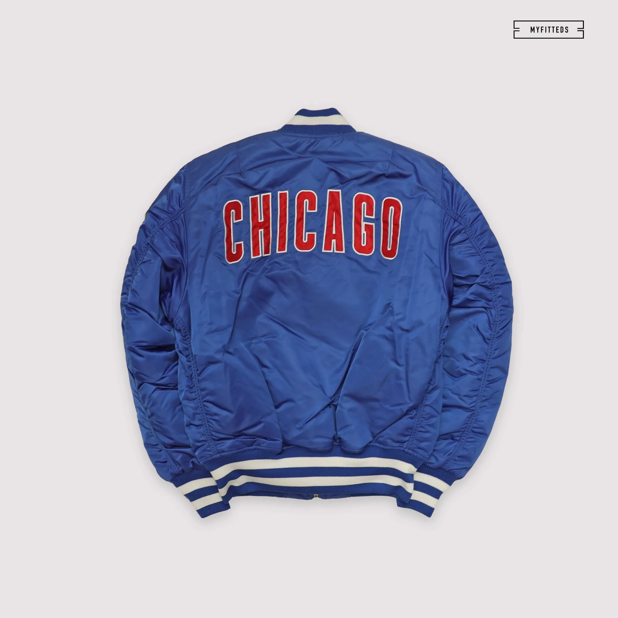 NEW ERA X ALPHA INDUSTRIES CHICAGO CUBS REVERSIBLE BOMBER JACKET