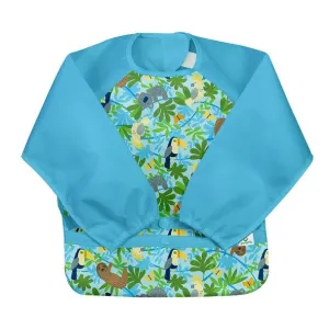 New! Snap & Go™ Easy-wear Long Sleeve Bib-Aqua Sloth Jungle (Min. of 2, multiples of 2)