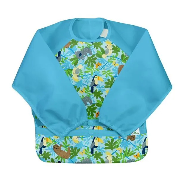 New! Snap & Go™ Easy-wear Long Sleeve Bib-Aqua Sloth Jungle (Min. of 2, multiples of 2)