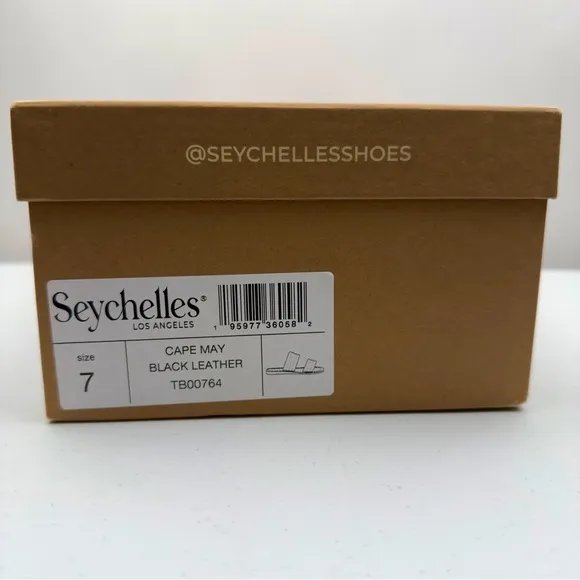 NIB Seychelles Women’s Cape May Leather Slip-on Square Toe Sandal Black Size 7
