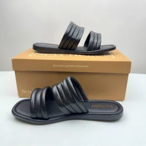 NIB Seychelles Women’s Cape May Leather Slip-on Square Toe Sandal Black Size 7