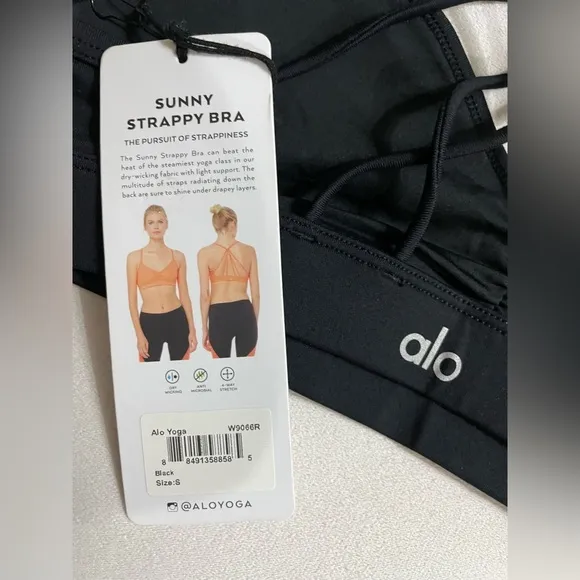 NWT  Alo Yoga Sunny Strappy Bra Black Size S