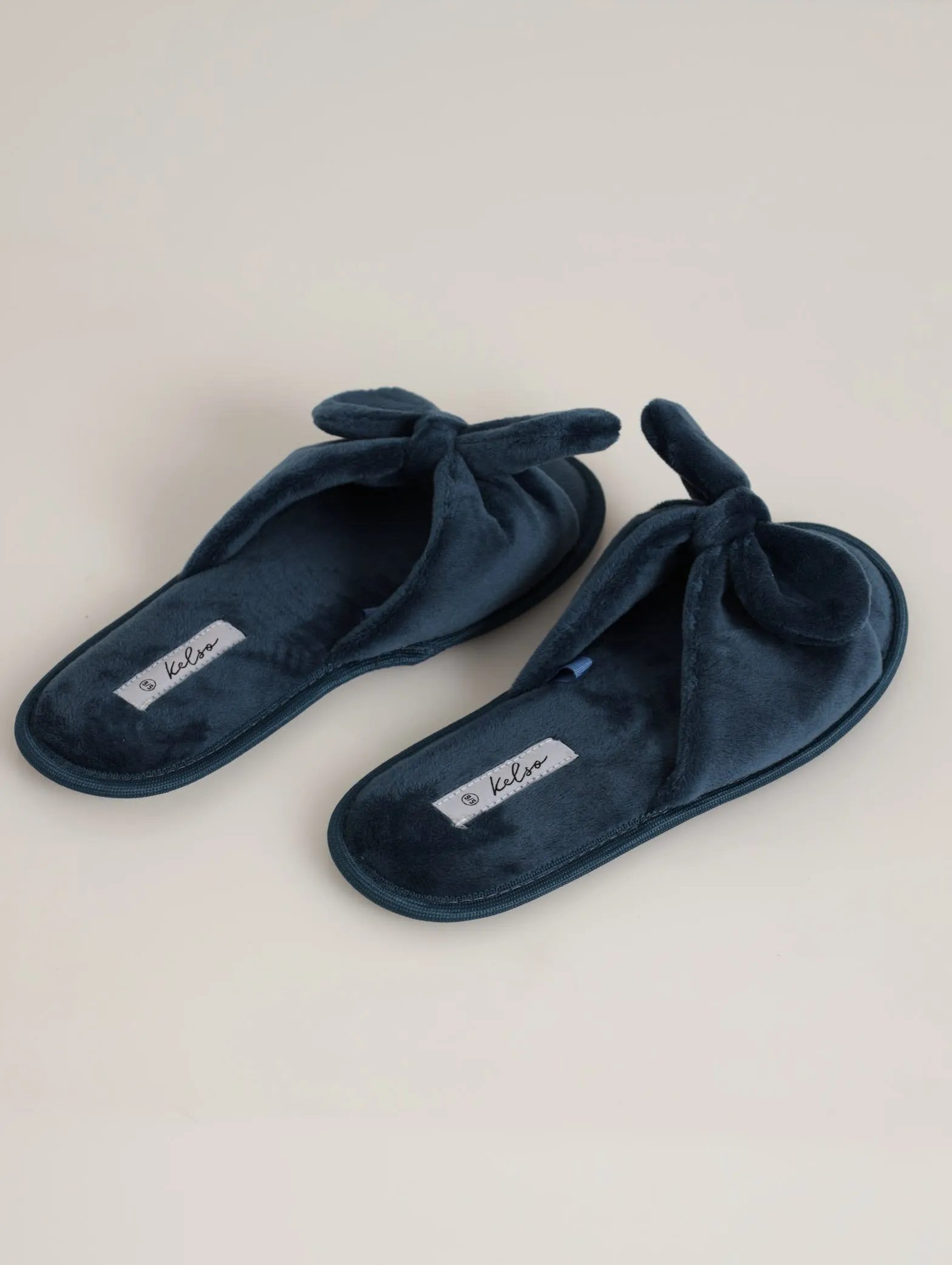 Open Toe Bow Slipper - Teal