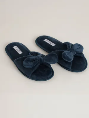 Open Toe Bow Slipper - Teal