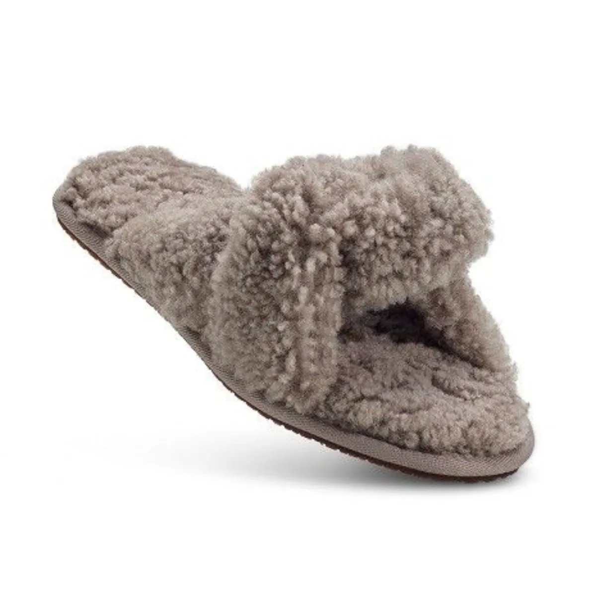 Open Toed Curly Wool Slipper