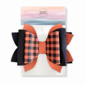 Orange Gingham Hair Bow
