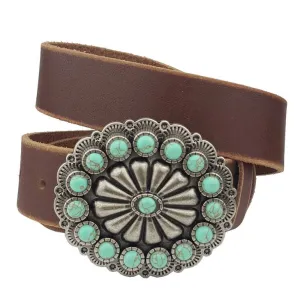 Oval Turquoise Fashion Stone Buckle & Belt