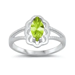 Peridot CZ Baby Marquise Wave Halo Ring New .925 Sterling Silver Band Sizes 1-5