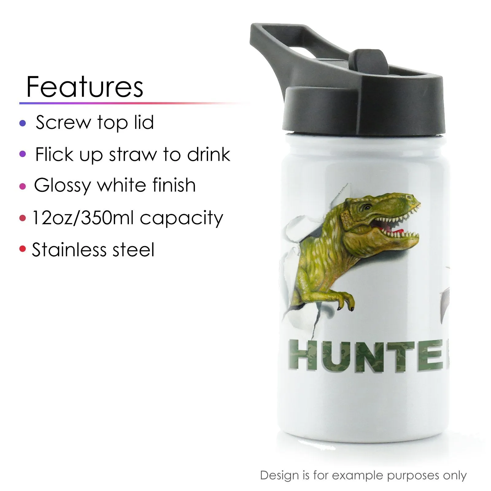 Personalised Monkey Pink Bows and Name White Sports Flask