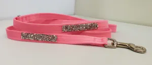 Pink Microsuede 1/2" x 4' Leash - Crystal Rock